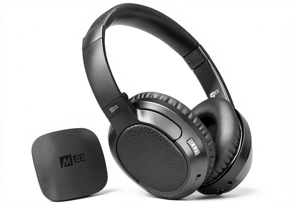 Installing MEE audio Connect Wireless TV Headphone System Bluetooth on a wooden desk