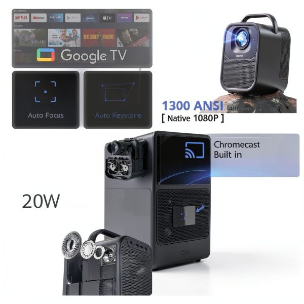 ETOE Seal Pro 1080P Google TV Projector Auto Focus Dolby-3