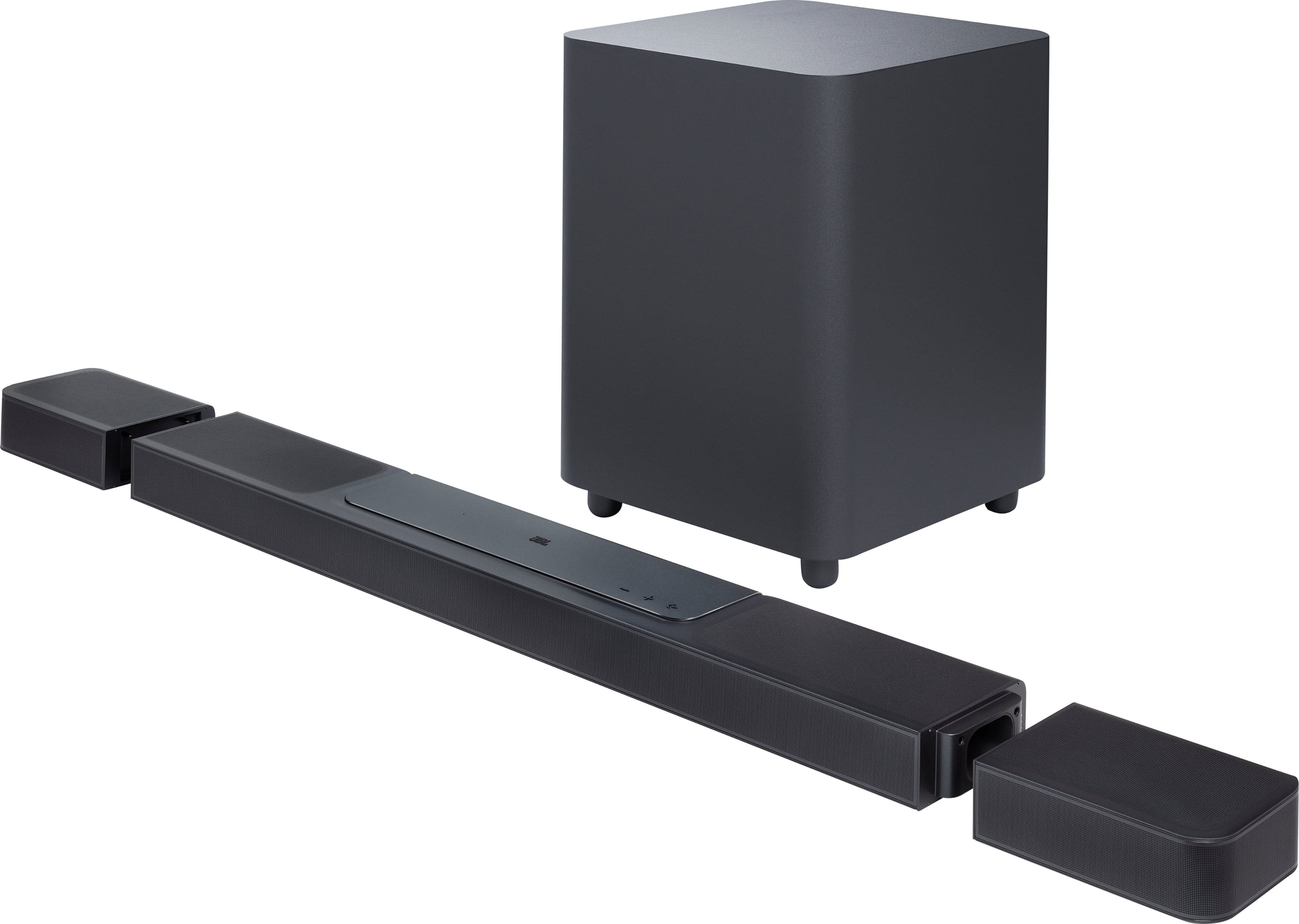 JBL Bar 1300X soundbar with detachable speakers and subwoofer in a living room setup