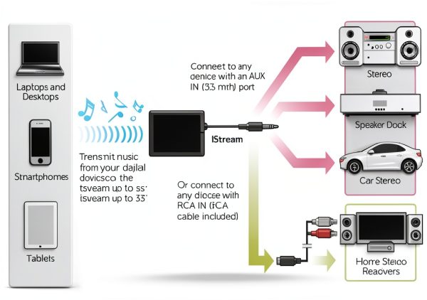 Aluratek iStream Bluetooth Audio Receiver Wireless Streaming-4