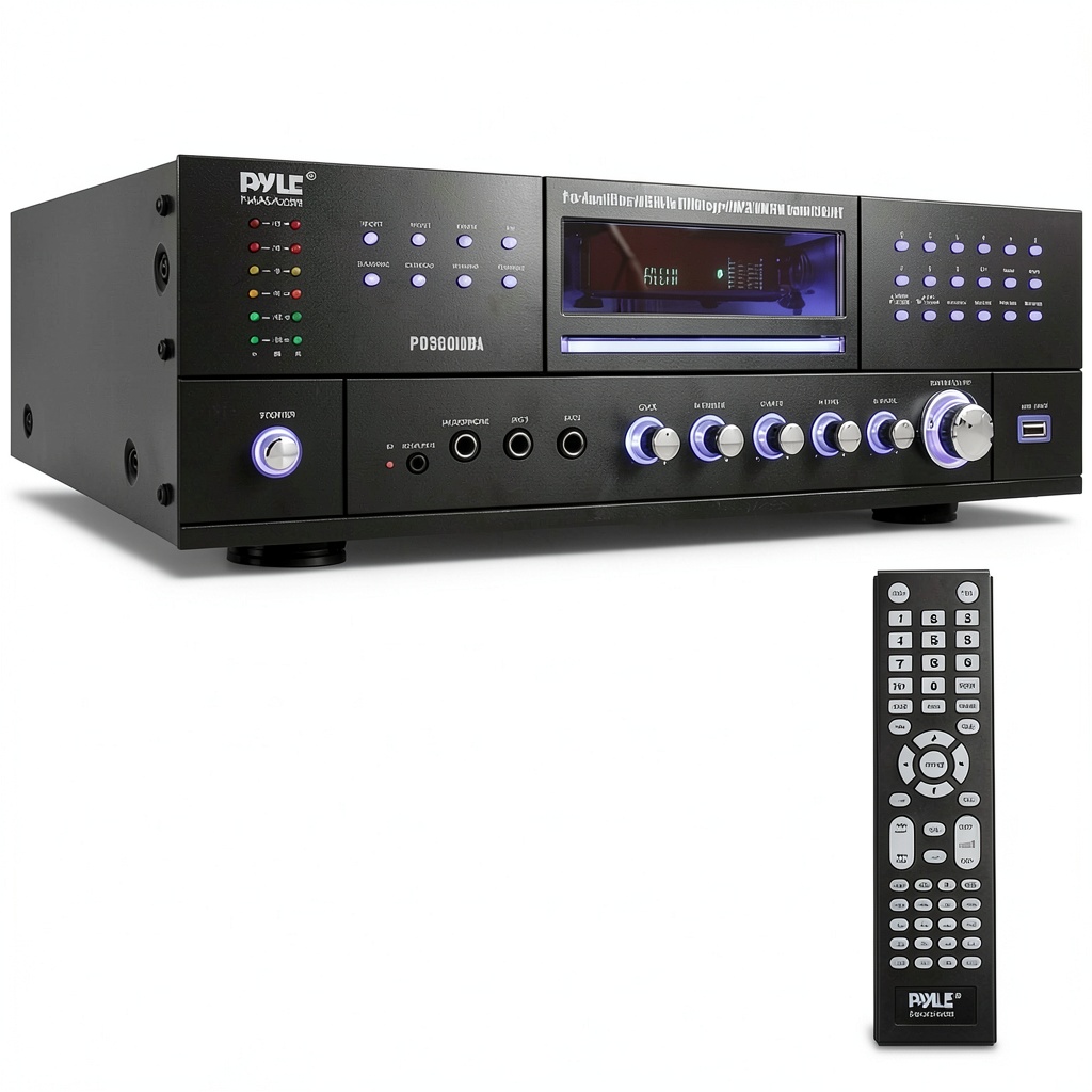 Installing Pyle Home Theater Amplifier Bluetooth 4 Channel Receiver on a wooden desk