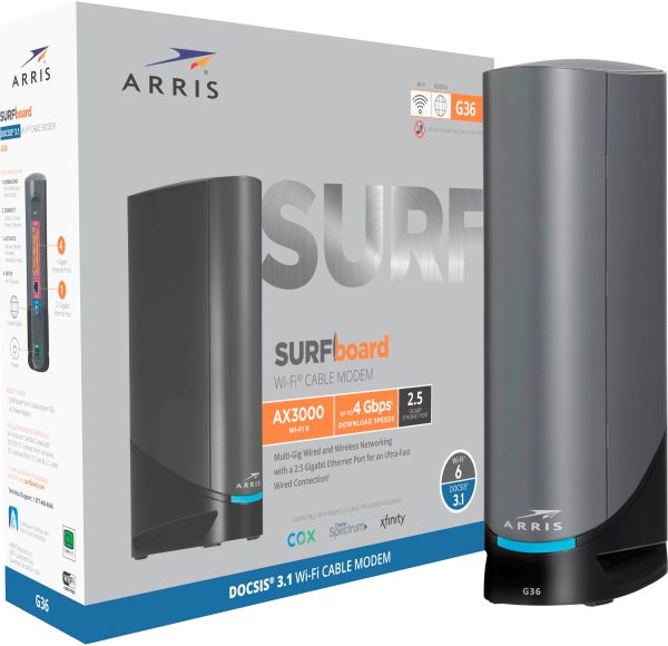 ARRIS SURFboard G36 DOCSIS 3.1 Cable Modem Wi‑Fi 6 Router Combo Black-0