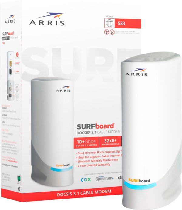 ARRIS SURFboard S33 32 x 8 DOCSIS 3.1 Multi Gig Cable Modem with 2.5-0